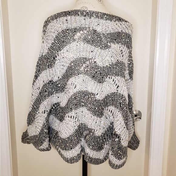 Stripe Knit Poncho Sweater - Picture 5 of 9